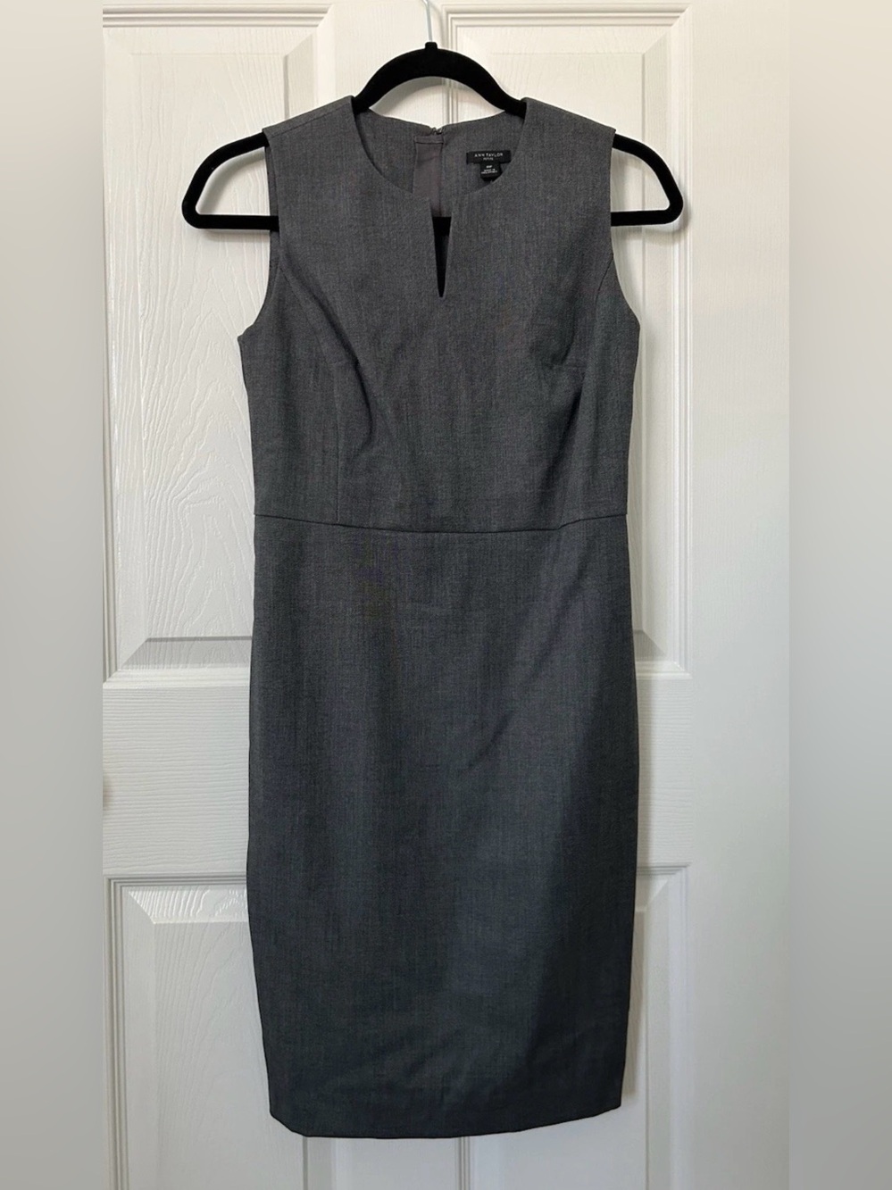 Ann Taylor Charcoal Gray Sleeveless Sheath Dress